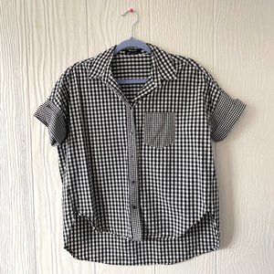 Madewell Gingham Short Sleeve Button Down - size xs
